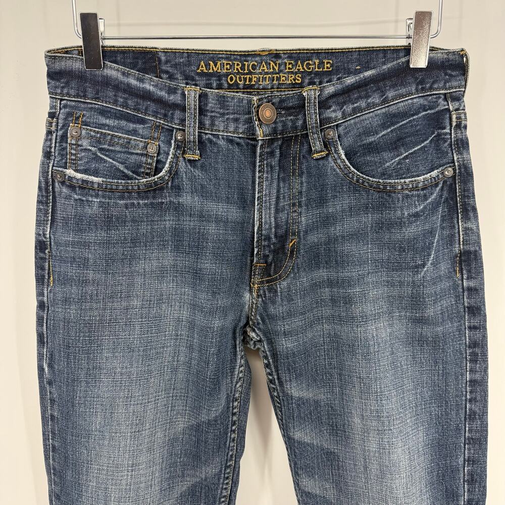 American Eagle Original Straight Jeans Womens 29 / 30 Med Wash 100% Cotton - Picture 2 of 8